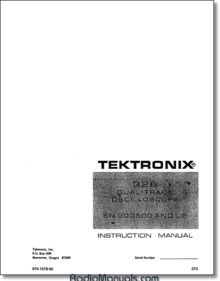 Tektronix 326 Instruction Manual Tektronix 326 Instruction Manual